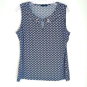 Tommy Hilfiger Blue and White Paisley Tank Top Size L
